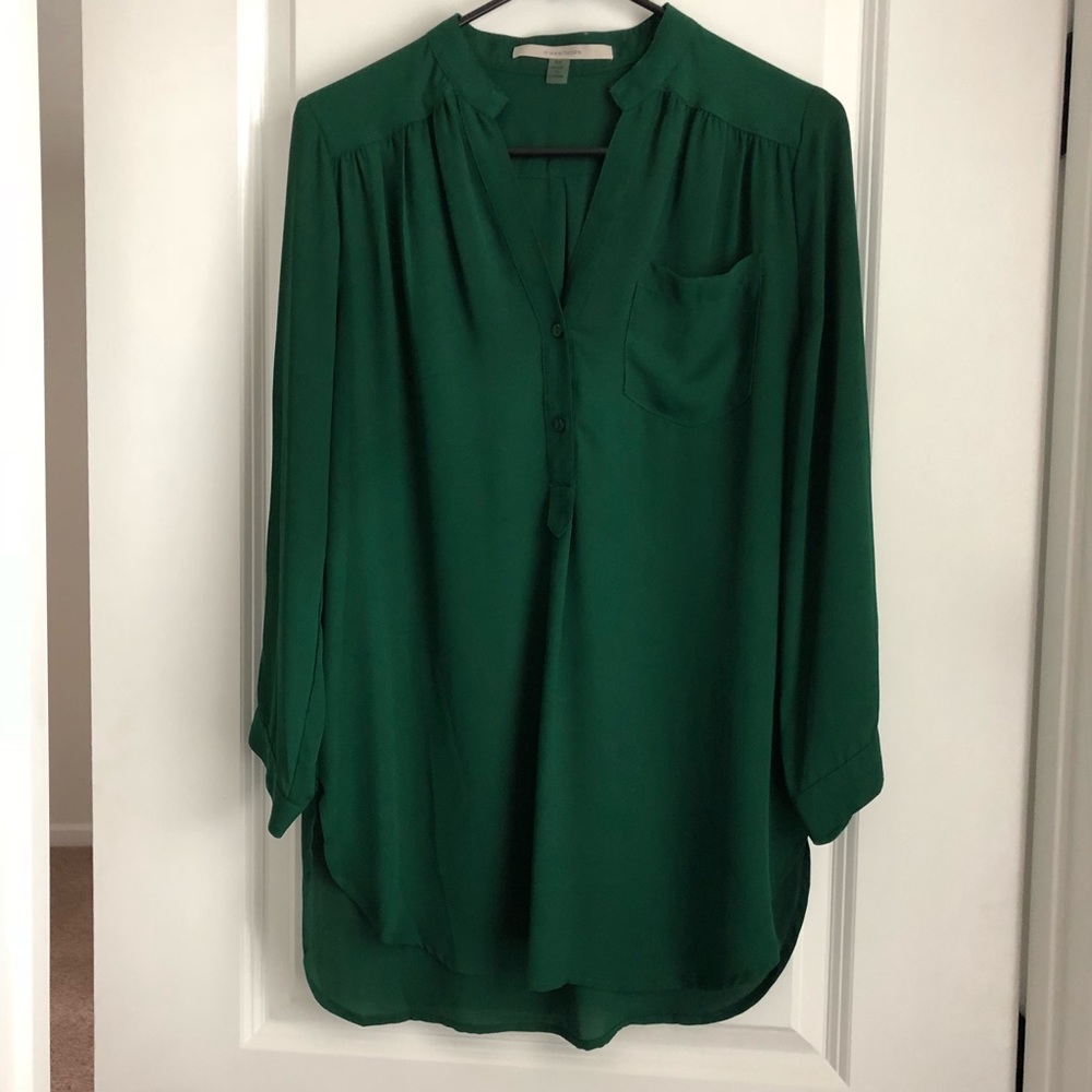 41 Hawthorn blouse, hunter green, Size M
